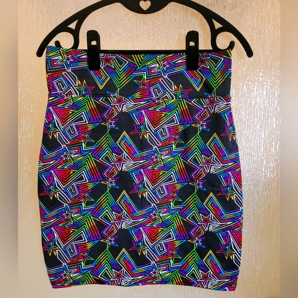 Rainbow Neon Mini Skirt - Picture 4 of 6